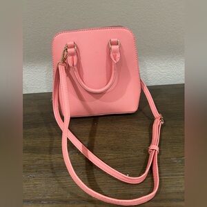 Pink Saffiano Mini Dome Crossbody‎ Bag – Gold Hardware